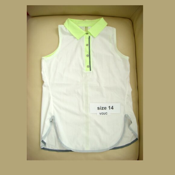 Ivivva Other - Ivivva Girl by Lululemon 🍋Match Driver Golf Polo Tank Top white collar size 14